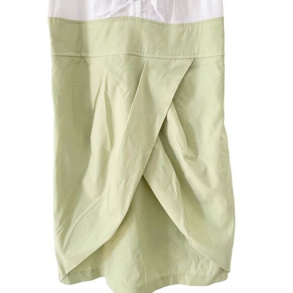 Esley White Ruffled Top Pale Green Botton Sleeveless Two Tone Dress‎ - Picture 3 of 8